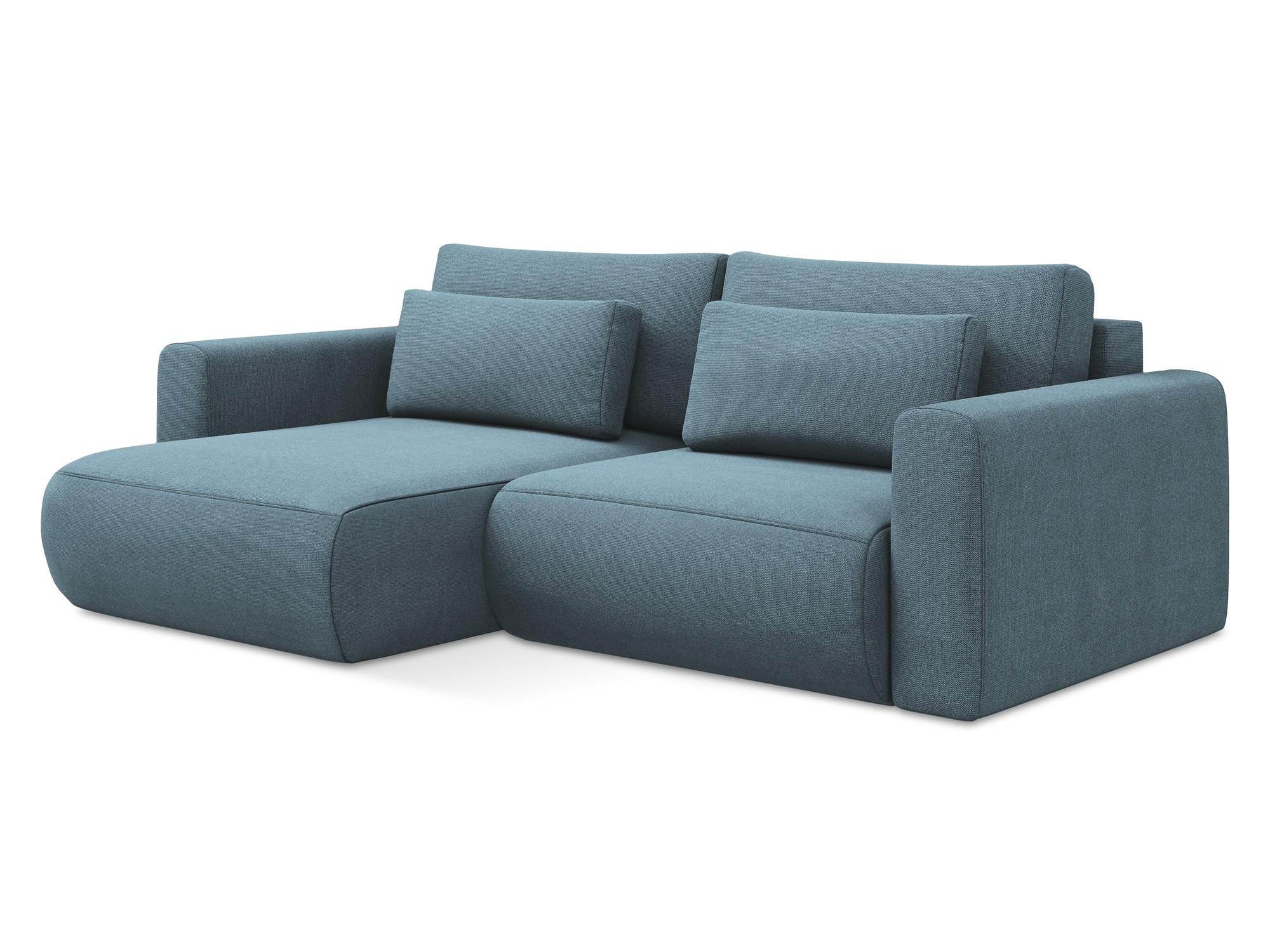 ECKSOFA mit Schlaffunktion Strukturstoff Stoff Blau - Blau/Schwarz, Kunststoff/Textil (149/240cm) - Makamii