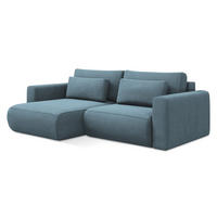 ECKSOFA mit Schlaffunktion Strukturstoff Stoff Blau - Blau/Schwarz, Kunststoff/Textil (149/240cm) - Makamii