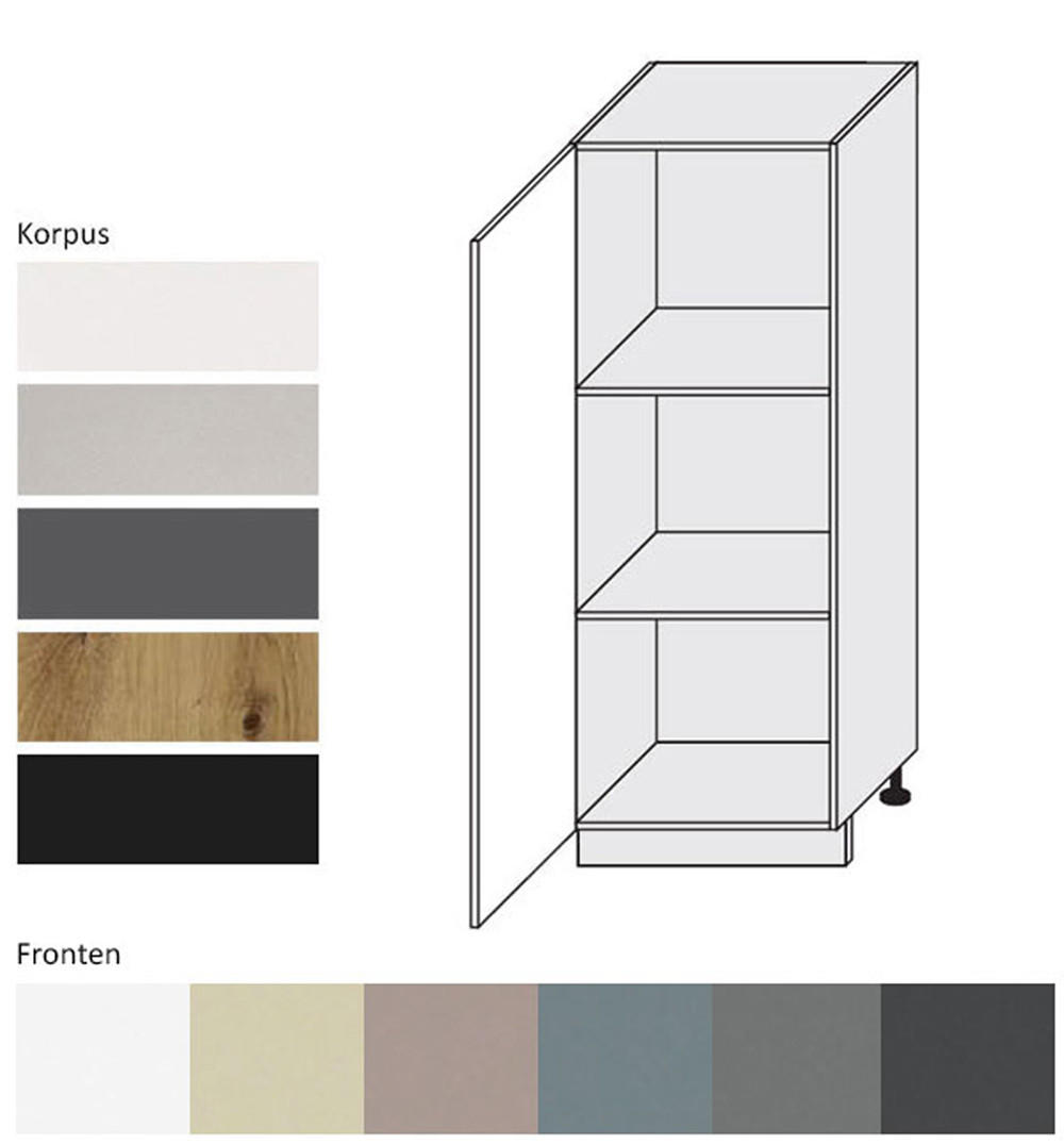 Thumbnail - Feldmann-Wohnen Geschirrschrank, Creme, Schwarz, Metall, 3 Fächer, Rechteckig, 60x154x59 cm, Küchen, Küchenmöbel, Küchen...