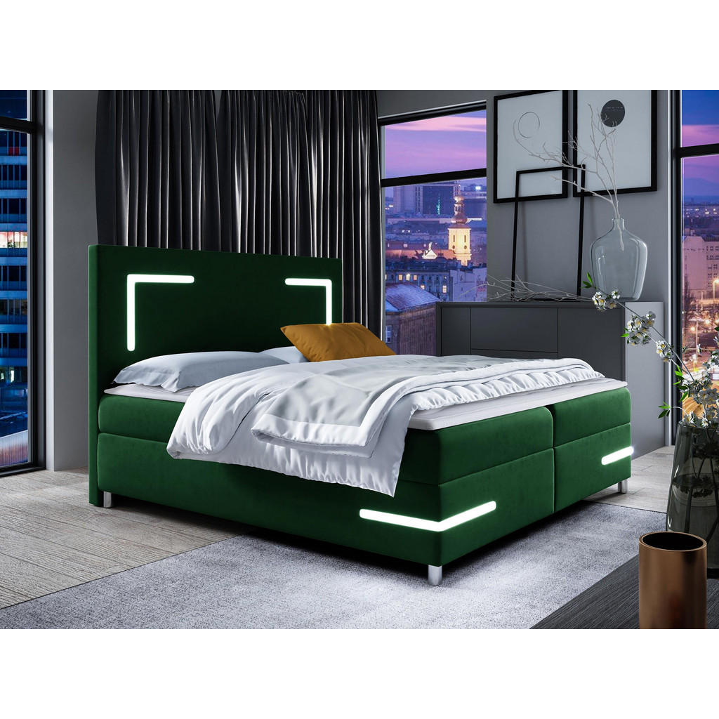 Thumbnail - Mirjan24 Boxbett, Grün, Holz, H3, 180x200 cm, Schlafzimmer, Betten, Boxspringbetten