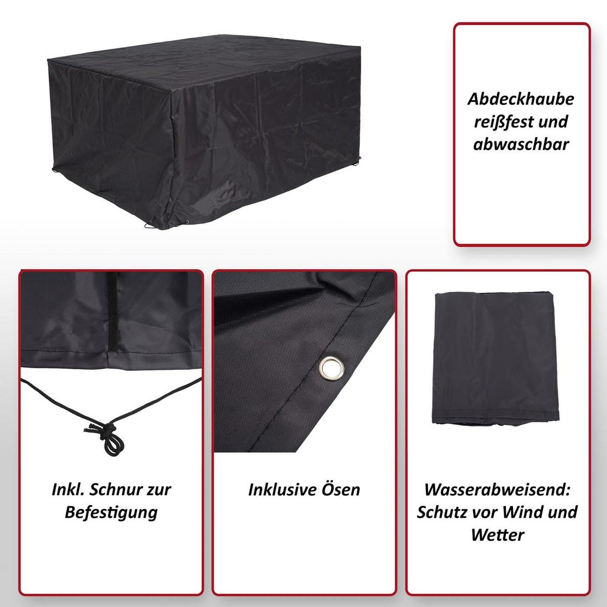 ABDECKHAUBE HxBxT 75x255x120cm Gartenmöbel Outdoor Tisch-Set Garnitur anthrazit - Anthrazit, Textil (255/75/120cm) - PROREGAL