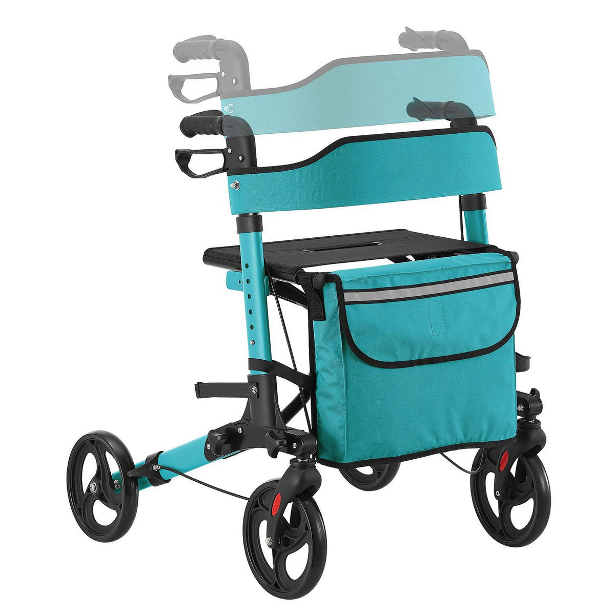 ROLLATOR Vital petrol klappbar mit Sitzfläche & Einkaufstasche - Petrol, Metall (63/80/68cm) - Juskys