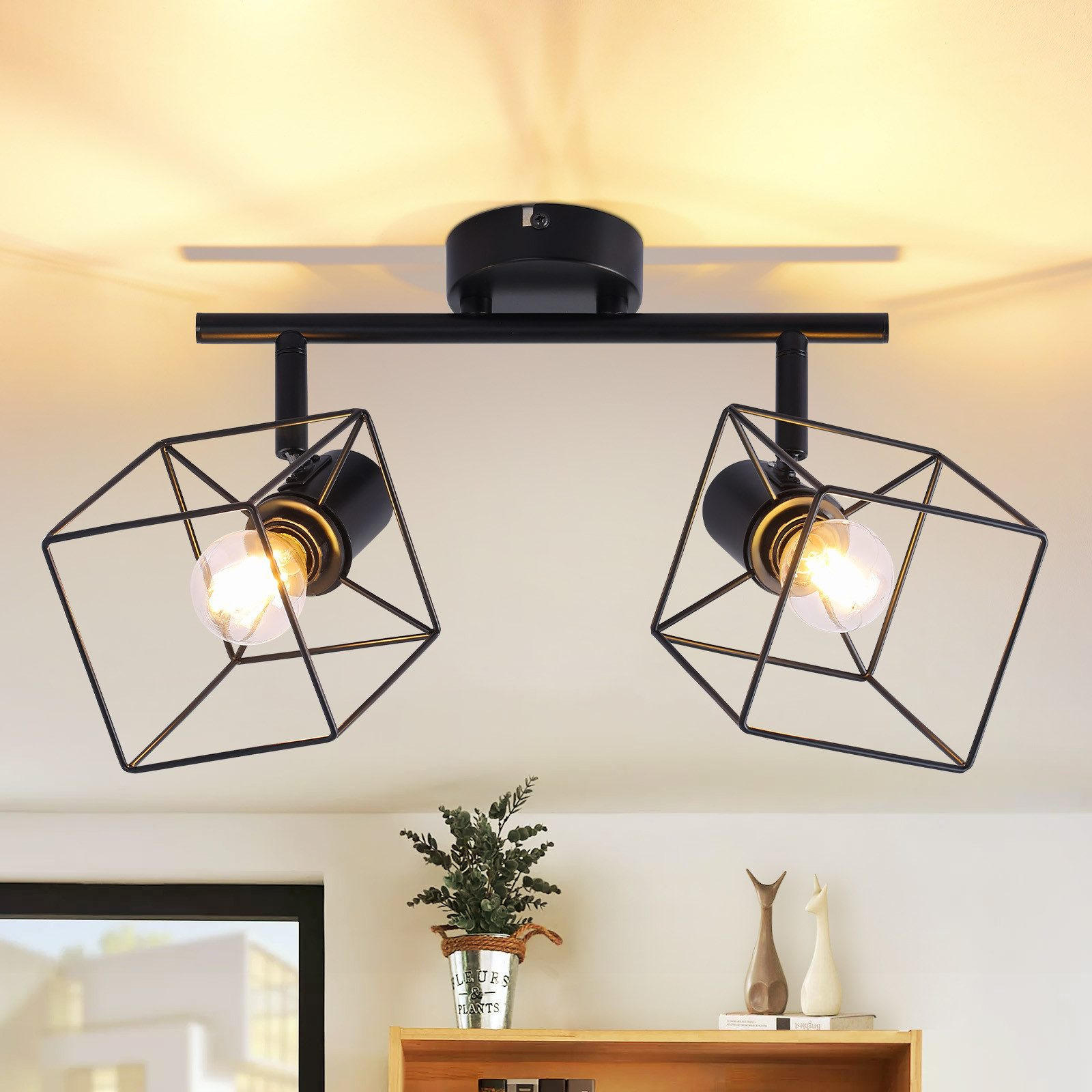 STRAHLER Fürth 2-flammig 26.8/10/17 cm - Schwarz, Metall (26.8/10/17cm) - Nettlife