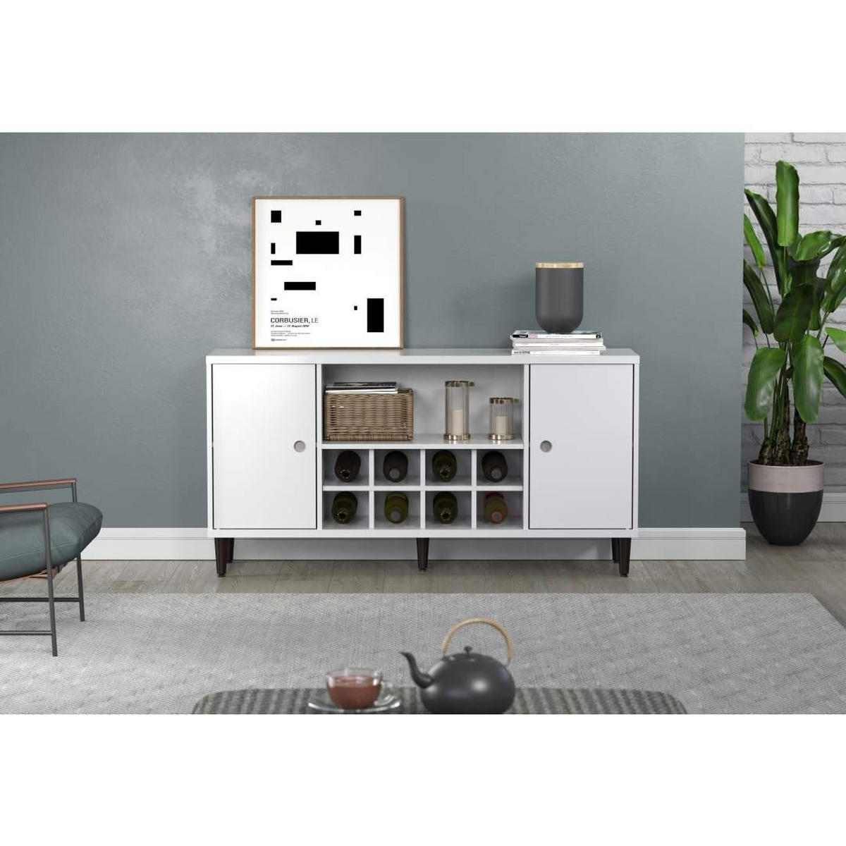 SIDEBOARD Evolution Weiß lackiert 136/36/70 cm - Weiß, Holzwerkstoff (136/70/36cm) - ebuy24