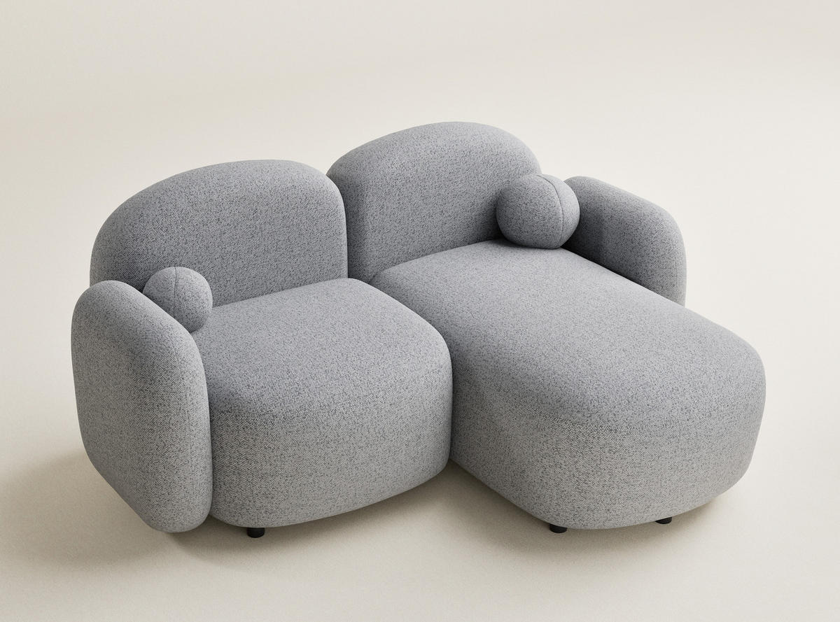 ECKSOFA Bahama Hellgrau Webstoff - Hellgrau/Schwarz, Holz/Holzwerkstoff (190/146cm) - Maison de Reve