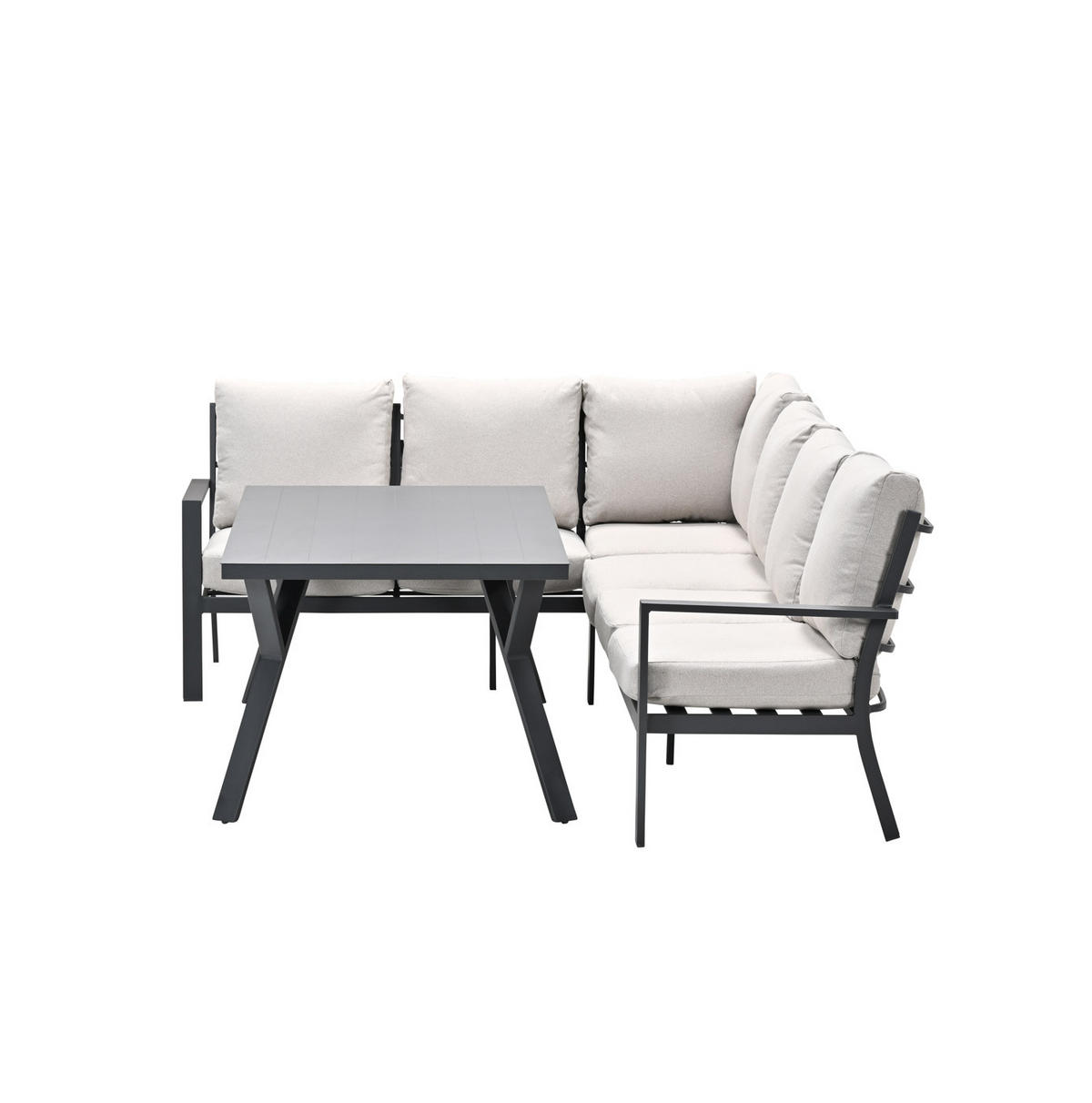 GARTENLOUNGESET Sergio 3-teilig, Premium Dining Ecklounge, Gartenmöbelset - Anthrazit, Metall - GARDEN IMPRESSIONS
