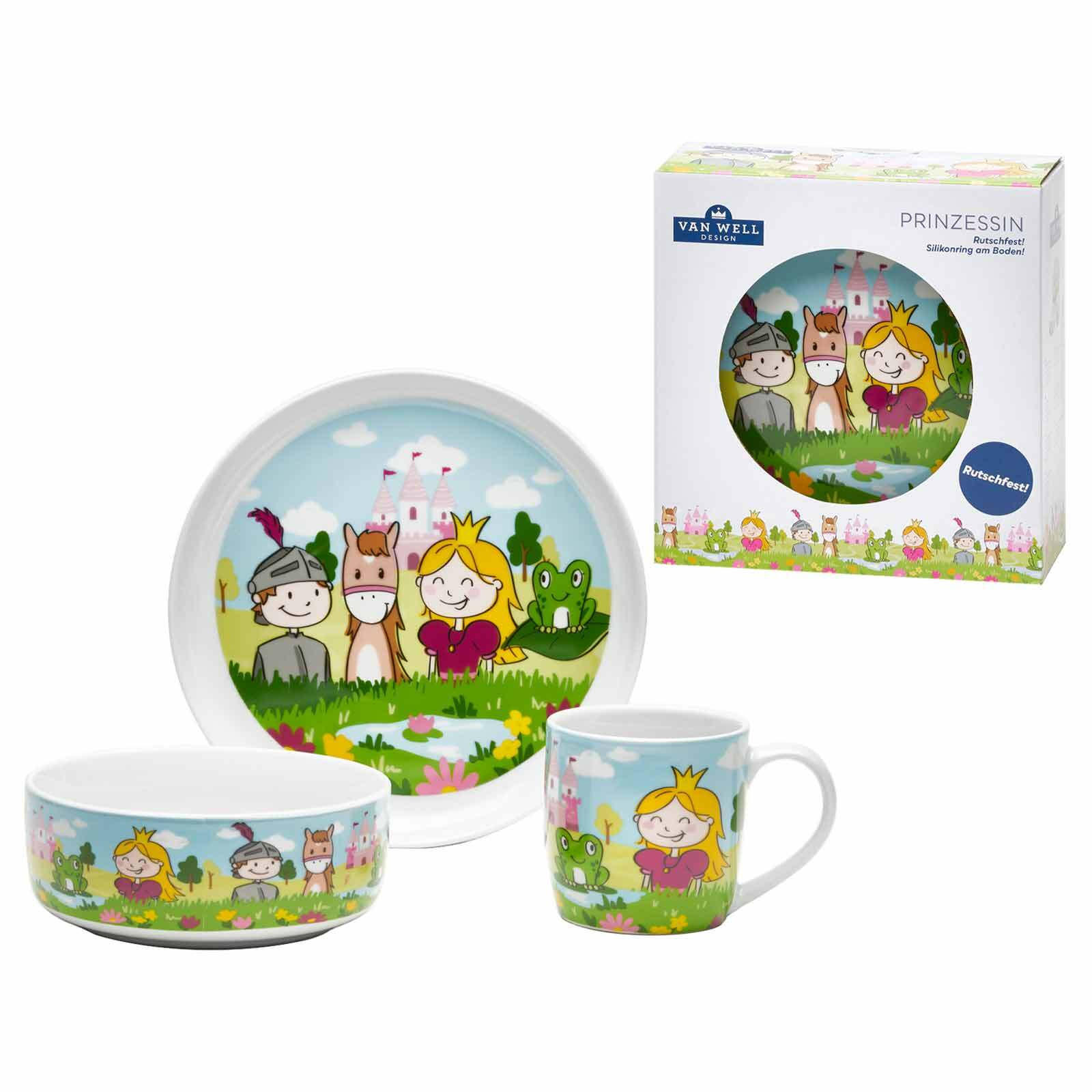 KINDERGESCHIRR SET Prinzessin bunt 3-tlg. - Multicolor, Keramik (2/2/2cm) - Van Well