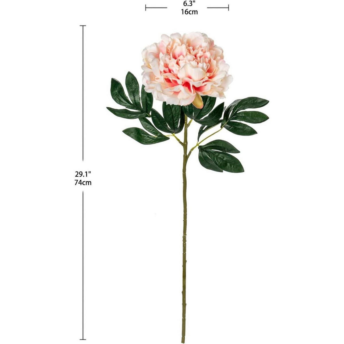 KUNSTBLUME Pfingstrose 74 cm Weiß & Rosa - Multicolor, Kunststoff (38cm)
