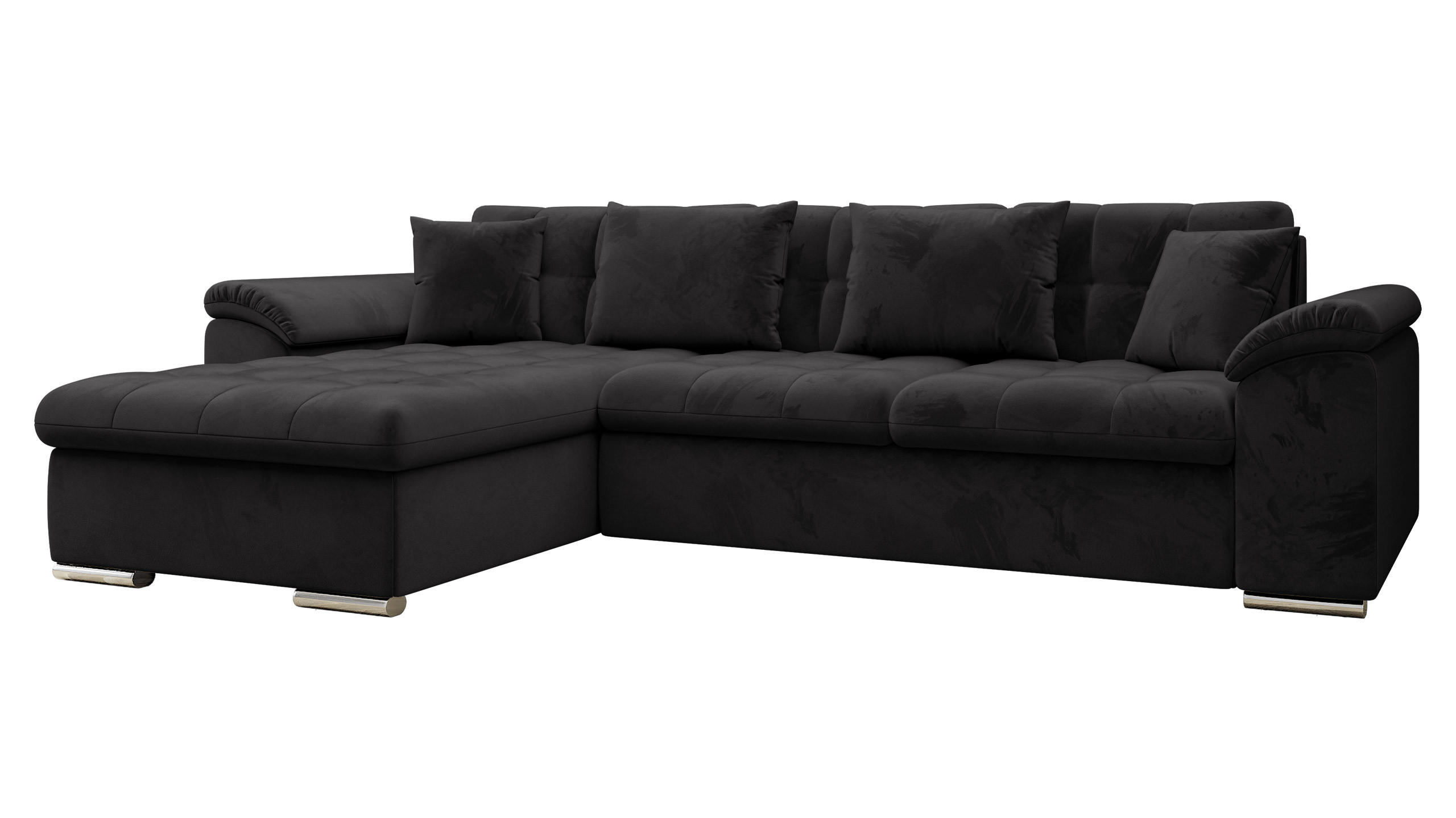 ECKSOFA Diana Premium, Seite: Links - Schwarz, Holz/Textil (280/160cm) - MIRJAN24