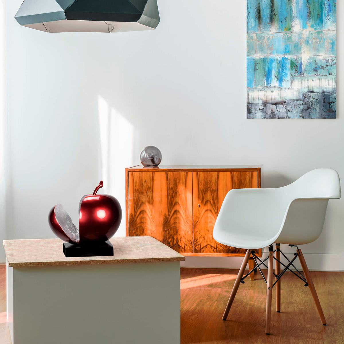 SKULPTUR Rot 51/54 cm - Rot/Silberfarben, Stein (11.2/54/40cm) - KUNSTLOFT