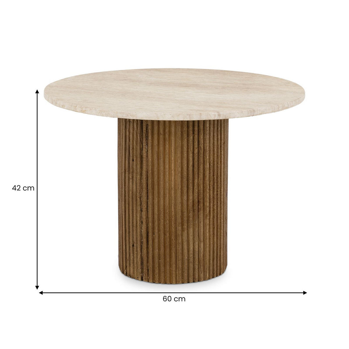 COUCHTISCHSET NARMANDA/MANDI 2er Set braun/beige - Beige/Braun, Naturmaterialien/Holz (80/80/35cm) - IDIMEX