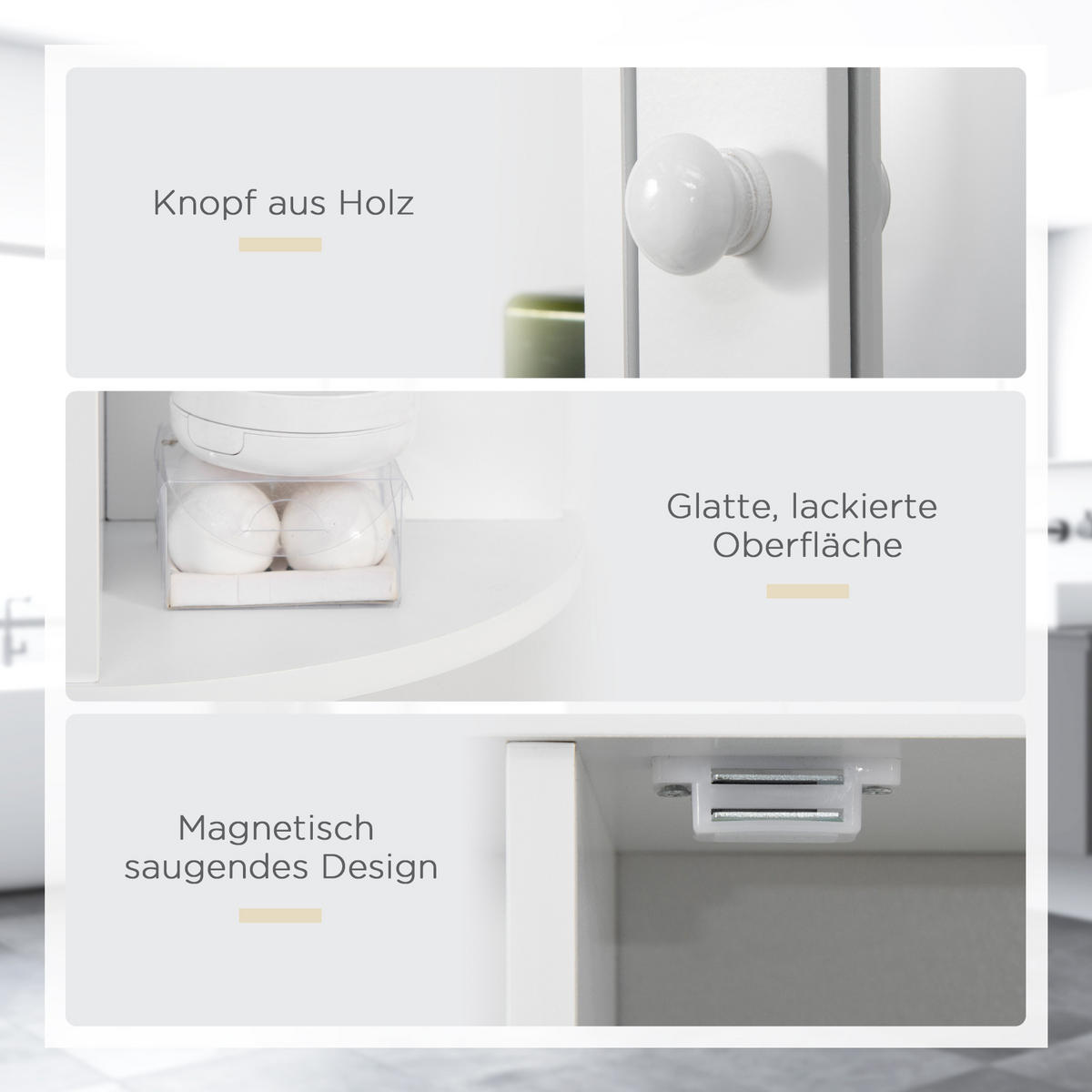SPIEGELSCHRANK, MDF, Weiß, 66 x 17 x 63 cm - Weiß, Metall (17/63/66cm) - HOMCOM