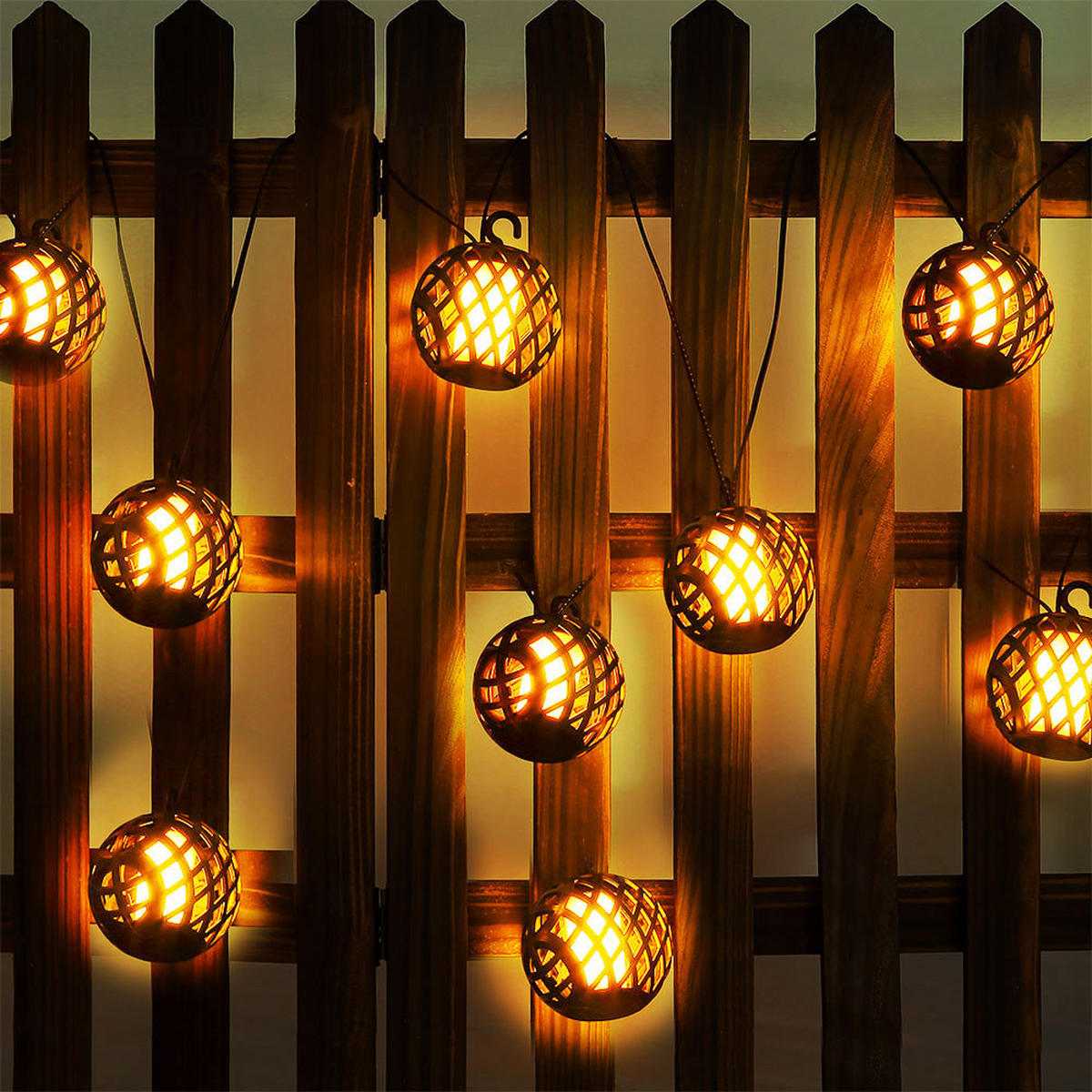 LED AUSSENLEUCHTE Solar Lichterkette Schwarz - Schwarz, Kunststoff (410/7/7cm) - Globo Lighting