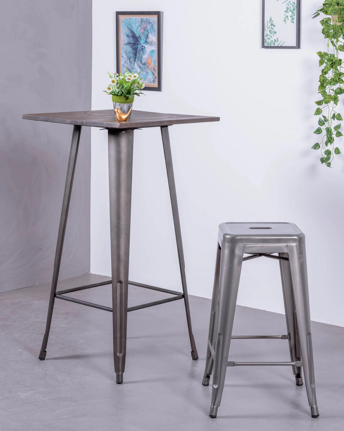 BARHOCKER-SET 4 Stück Metall Alufarben - Alufarben, Metall (41/68/41cm) - Nest Dream