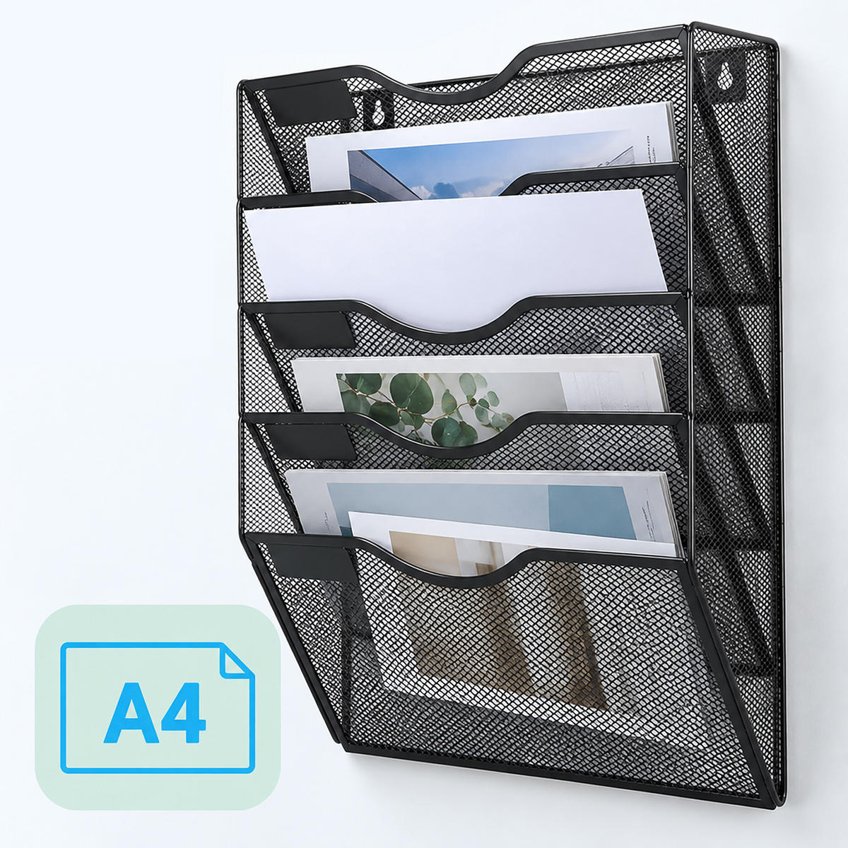 ZEITSCHRIFTENHALTER Schwarz Metall Wandmontage - Schwarz, Metall (30.5/42.5/11cm) - Relaxdays