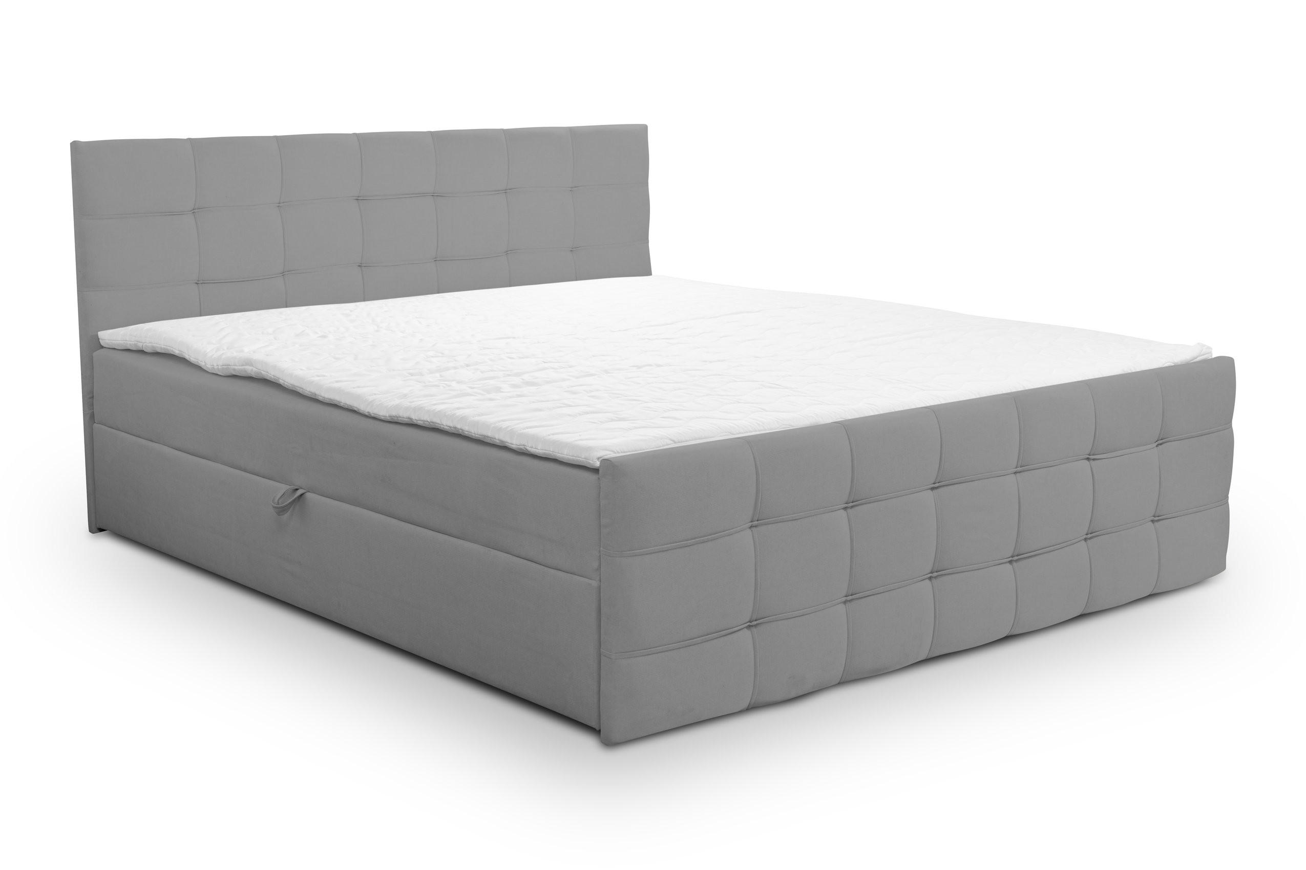 BOXBETT NATALIE mit 2 Bettkästen, 140x200, Farbe: Grau, Velourstoff, mit Bonell-Matratze inkl. Topper - Grau, Holz/Kunststoff (140/200cm) - VENASI MÖBEL