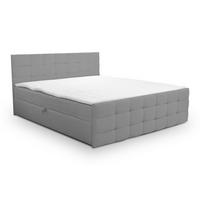 BOXBETT NATALIE mit 2 Bettkästen, 140x200, Farbe: Grau, Velourstoff, mit Bonell-Matratze inkl. Topper - Grau, Holz/Kunststoff (140/200cm) - VENASI MÖBEL