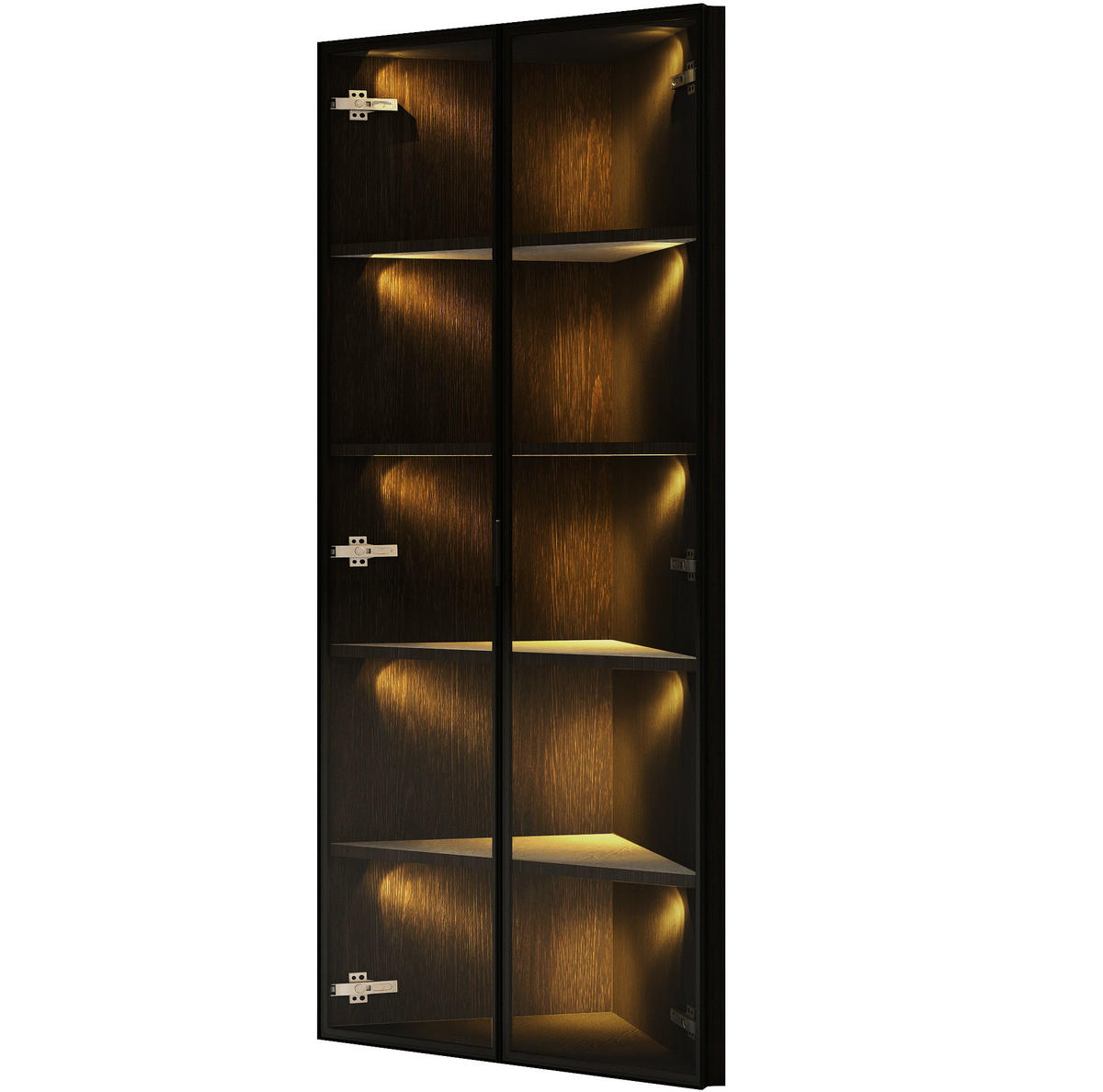 HIGHBOARD 62/35/160 cm in Schwarz mit LED-Beleuchtung und Sicherheitsglas - Schwarz, Holzwerkstoff (62/160/35cm) - Flora Grace
