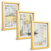 BILDER SET 3er Set - 20x30 cm Goldrahmen - Abstrakte modische Malereimuster - Goldfarben, Kunststoff (20/30cm) - TULUP