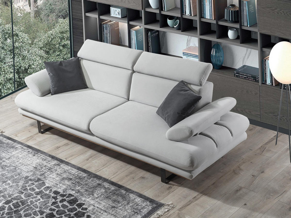 3-SITZER Sofa ENERGY, Hellgrau - Hellgrau, Textil/Metall (240/80/100cm)
