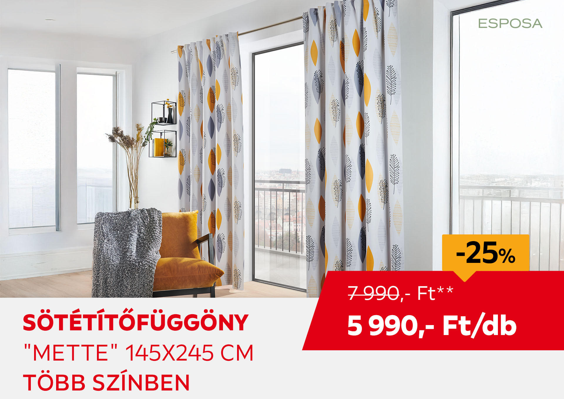 SÖTÉTÍTŐFÜGGÖNY "METTE" 145X245 CM Kiemelt termék 7990 Ft.- helyett 5990 Ft.-