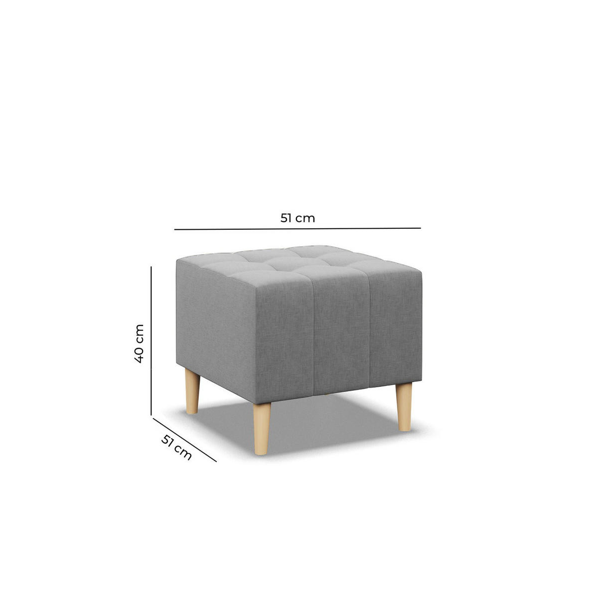 SITZPOUF 50x50 ELMA, Grau - Grau, Textil (50/40/50cm)