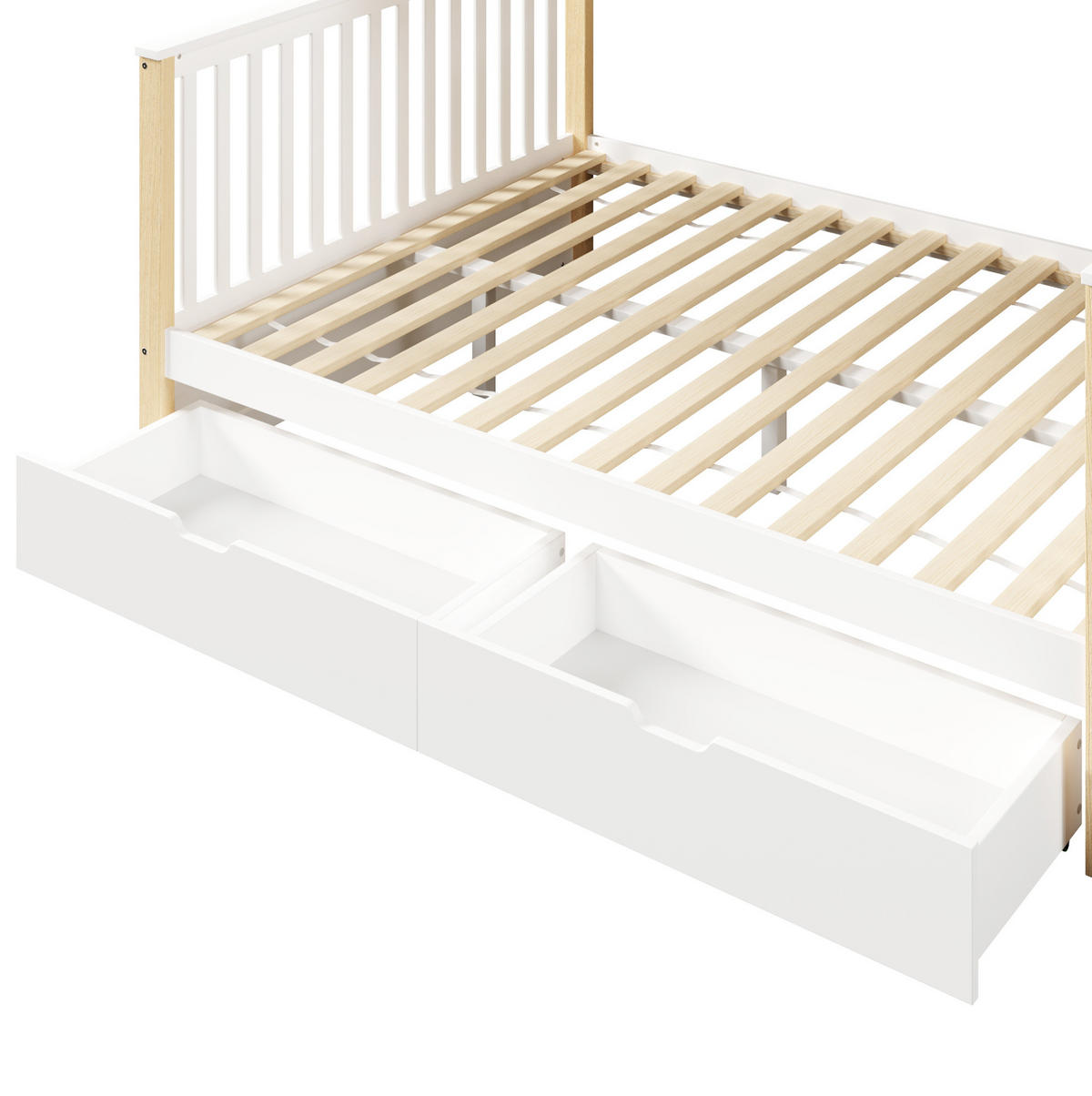 HOCHBETT 90/200-140/200 cm aus Kiefernholz mit Schubladen, Weiß - Weiß, Holz (90/200cm) - OKMYHOME