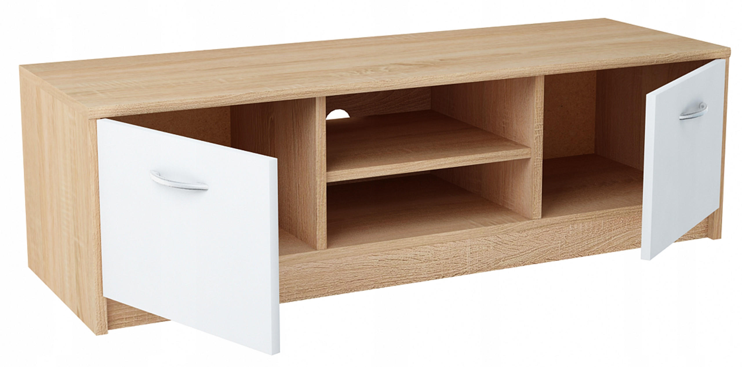 FERNSEHKOMMODE 2DC Sonoma Eiche-Weiß 120/41/36 cm - Weiß/Sonoma Eiche, Holzwerkstoff (120/36/41cm) - Matkam Möbel