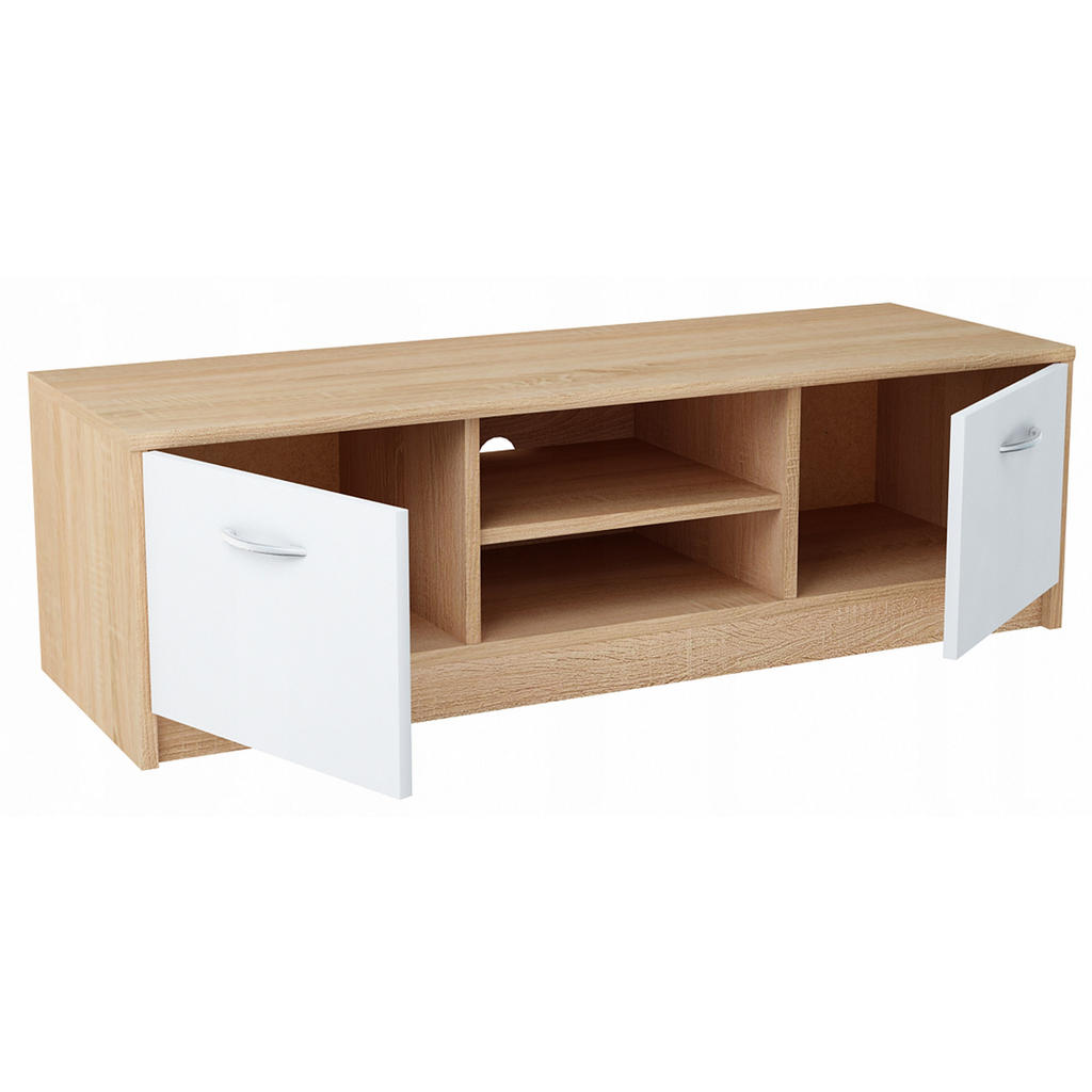 Thumbnail - Matkam Möbel Fernsehkommode, Sonoma Eiche, Weiß, Holzwerkstoff, 120x36x41 cm, Wohnzimmer, Wohnwände, Lowboards, Lowboard...