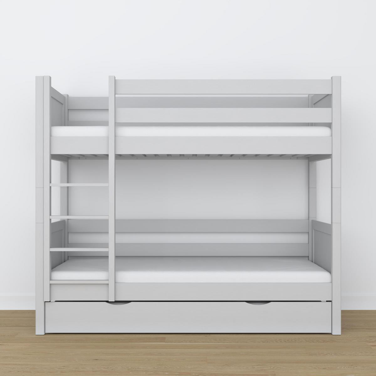 ETAGENBETT N02 mit Matratzenschublade Grau 80/200 - Grau, Naturmaterialien/Holz (80/200cm) - N-Wood