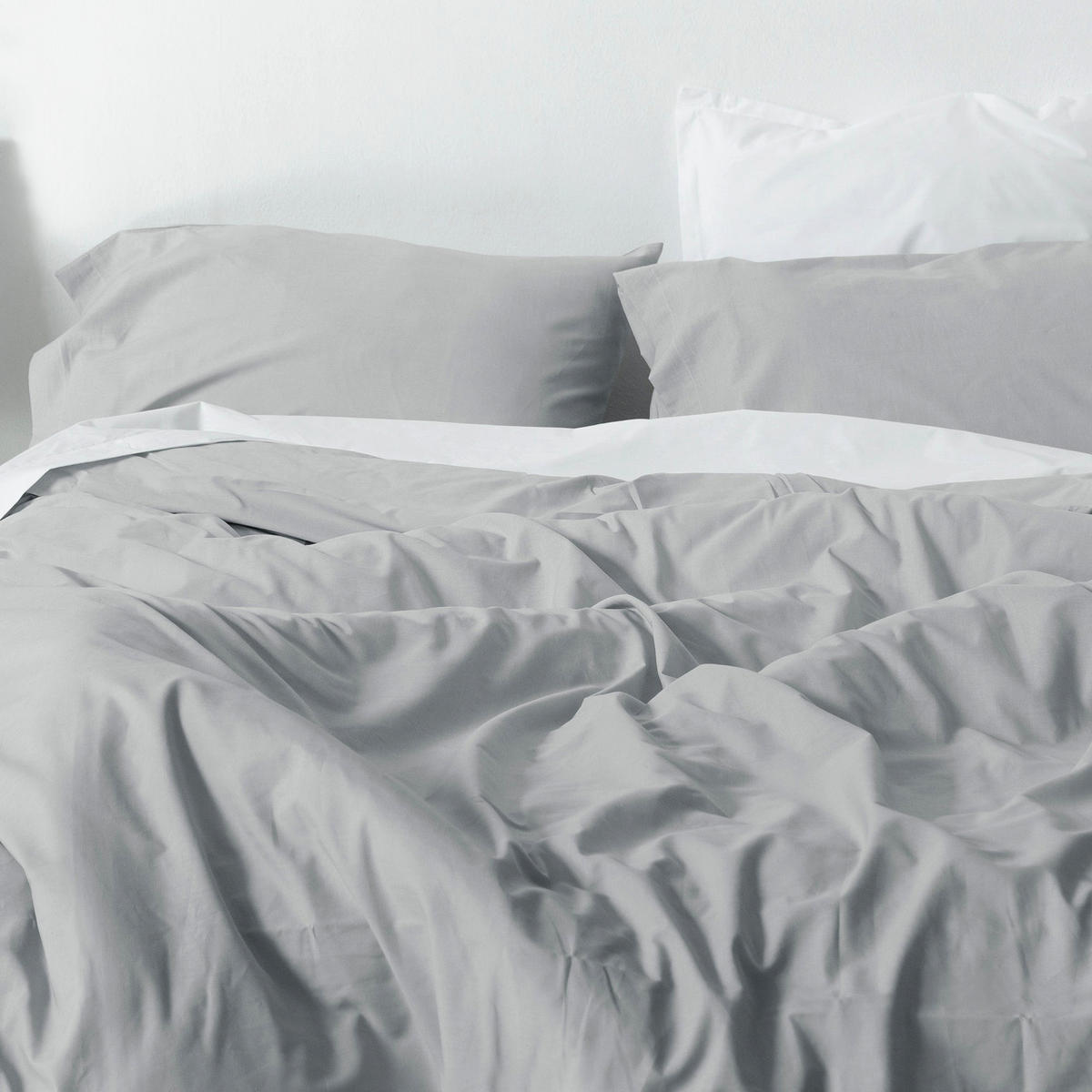 BETTBEZUG Basic Hellgrau 135/140x200 cm (Standardgrösse) - Grau, Textil (140/200cm) - Happy Friday