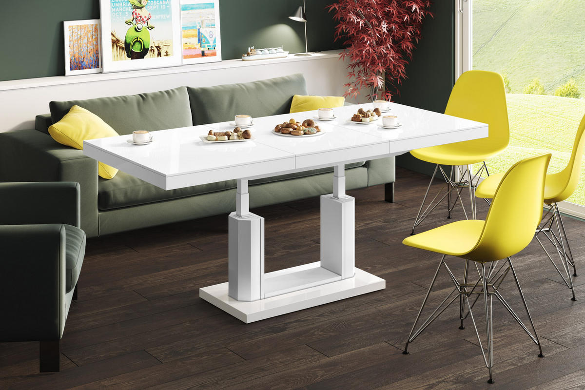 COUCHTISCH rechteckig Weiß Hochglanz 120/75/54 cm - Weiß Hochglanz, Holzwerkstoff (75/120/54cm) - designimpex