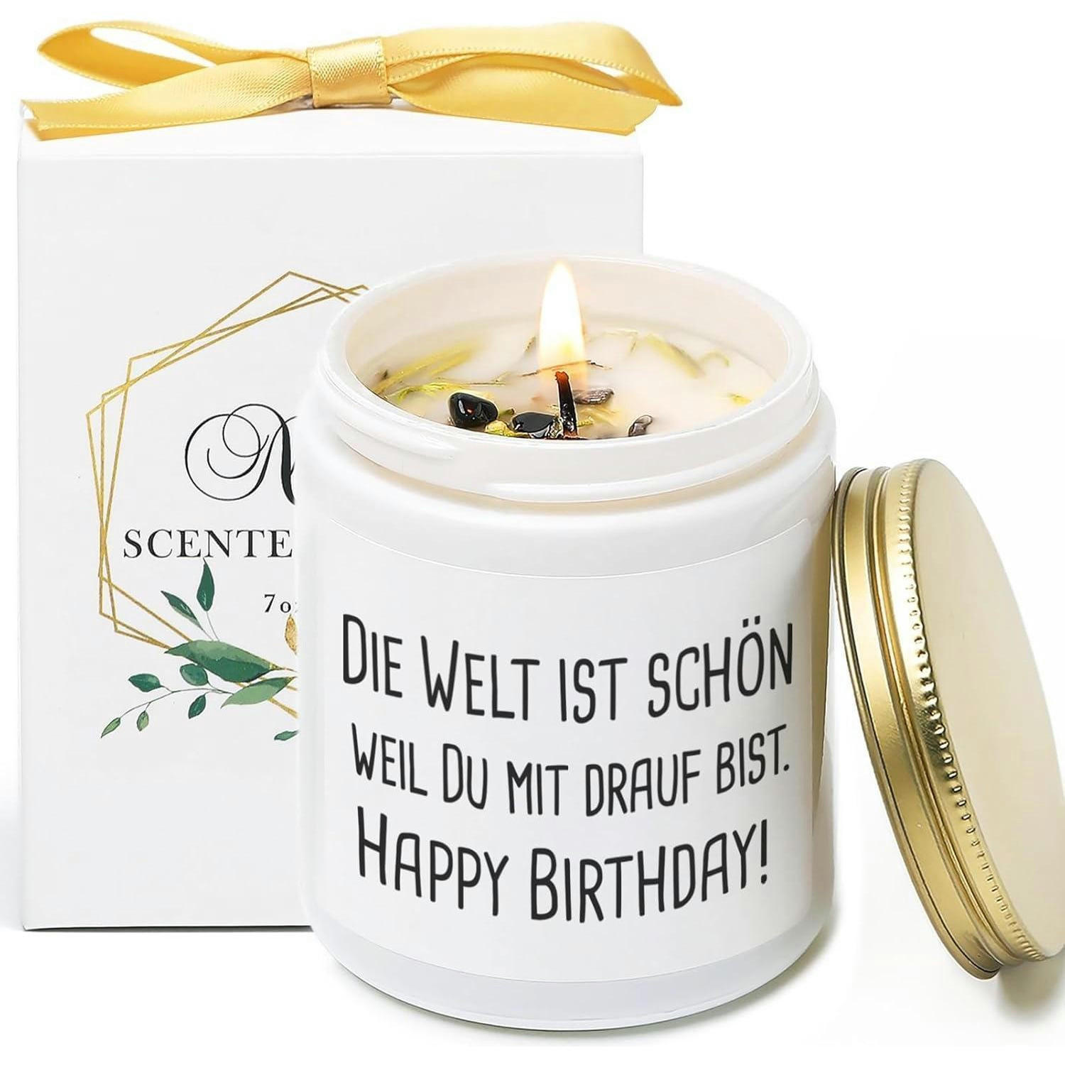 DUFTKERZE Happy Birthday Lavendel-Vanille 7oz - Weiß, Paraffin (9cm)