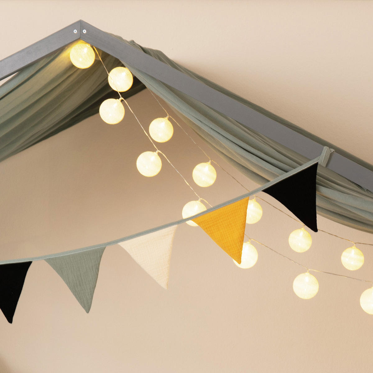 LED-LICHTERKETTE NINO - Weiß, Holz/Textil (6/6/320cm) - Home Deluxe