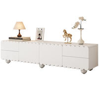 TV ormarić 175/38/37 cm bijeli od MDF-a i iverice s vratima i ladicama - bijela, drvni materijal (175/37/38cm) - OKWISH