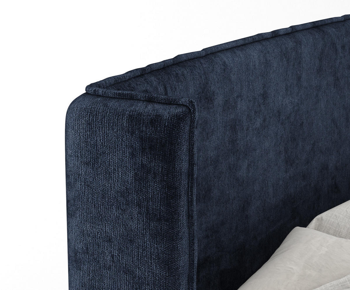 KONTINENTALBETT Ardis Marineblau 200/200 cm mit Matratze und Topper - Schwarz/Dunkelblau, Holz/Holzwerkstoff (200/200cm) - Maison de Reve