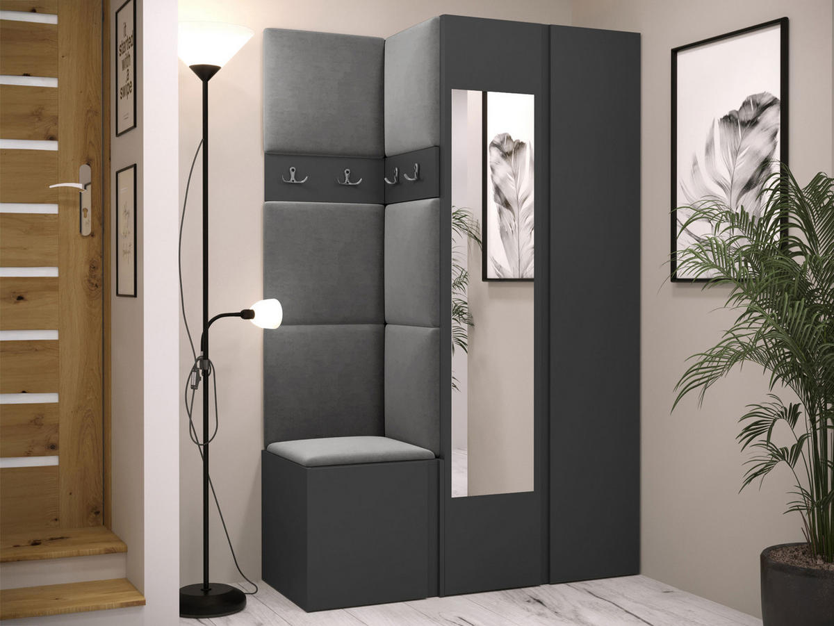 GARDEROBEN-SET Orion XXVI - Graphitfarben/Grau, Holzwerkstoff/Kunststoff (116/186/46cm) - MIRJAN24