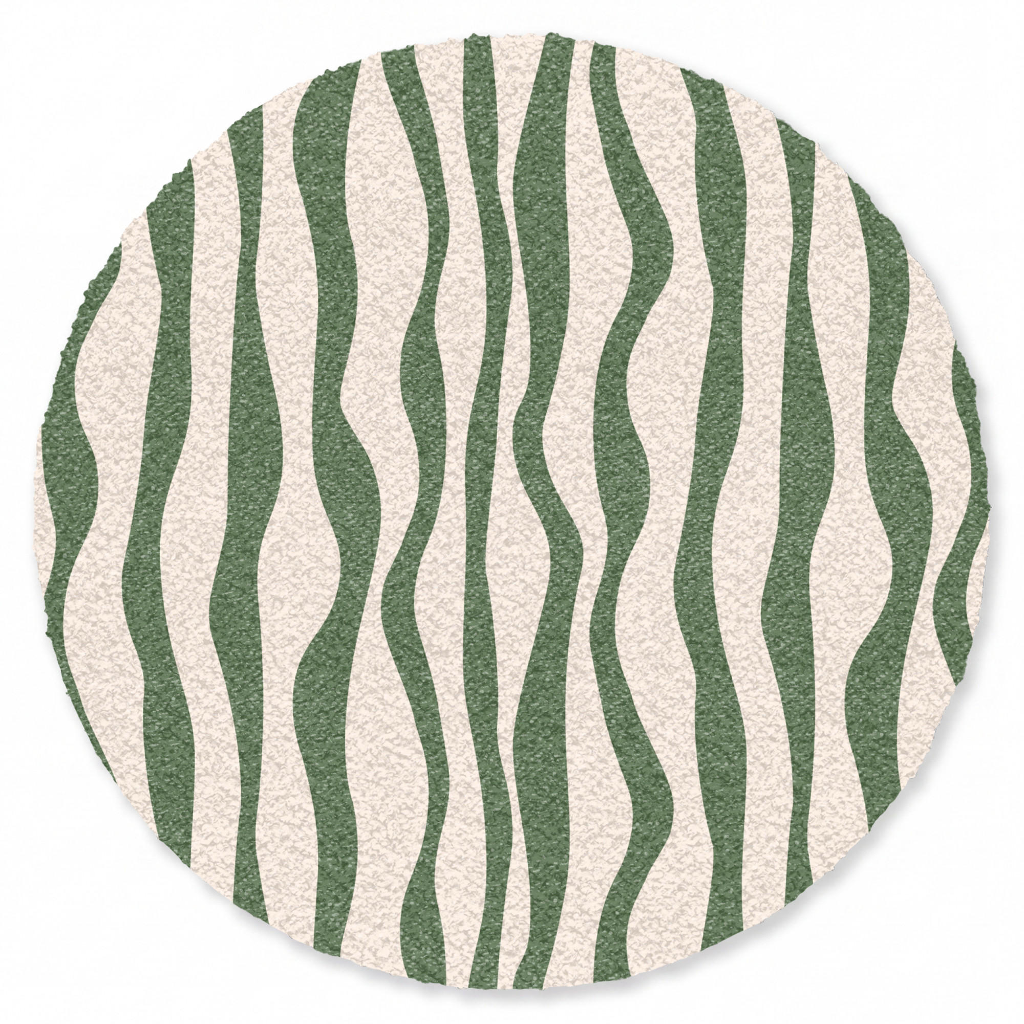 FUSSMATTE Wellenlinien - Beige - Grün - Streifen - Abstrakt Fußabtreter 90x90 cm - Dunkelgrün, Kunststoff (90/0.4cm) - MuchoWow
