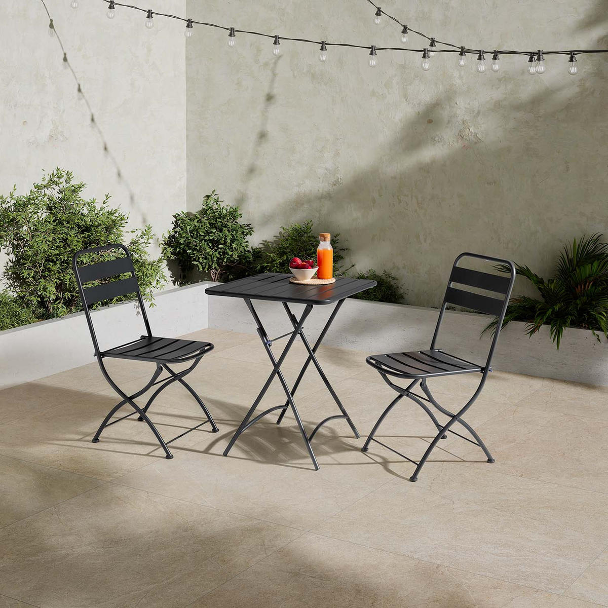 GARTENKLAPPTISCH Perla 60/60/74 cm Metall - Schwarz, Metall (60/60/74cm) - VS Venta-stock
