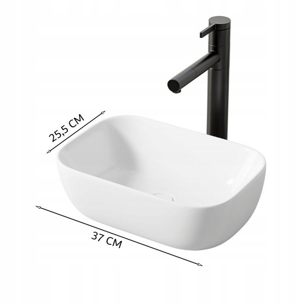 AUFSATZWASCHBECKEN aus Keramik, weiß, oval, glänzend, 37 x 25,5 cm - Weiß, Keramik (25.5/11.5/37cm)