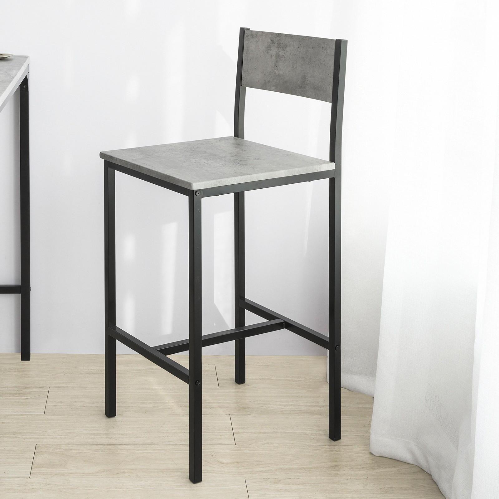 BARSTÜHLE 2er Set Grau - Grau, Holzwerkstoff (39/95/41cm) - SoBuy