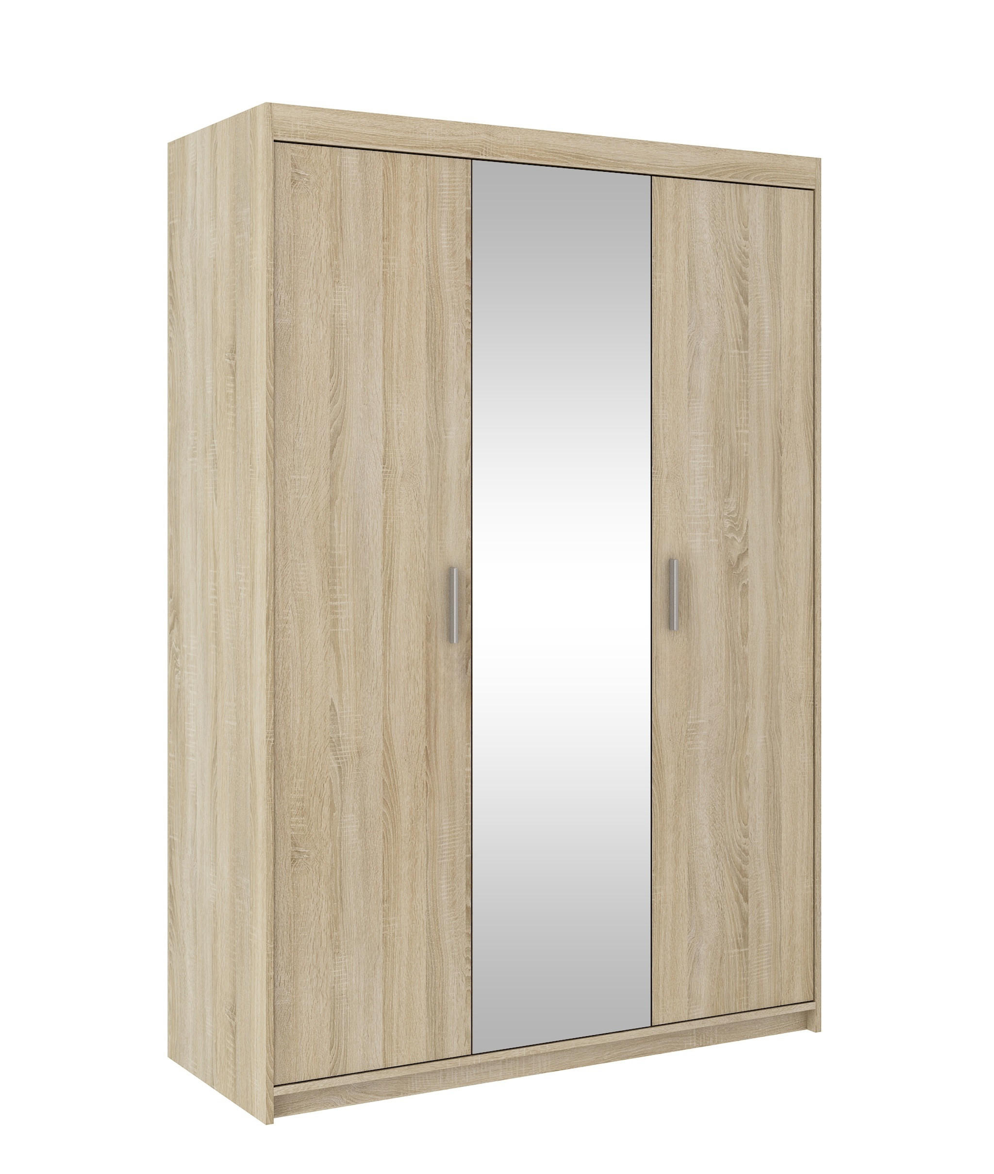 KLEIDERSCHRANK Storicos Sonoma Eiche 133/190,5/53 cm - Modern mit Spiegel 3-türig - Beige, Holzwerkstoff/Kunststoff (133/190.6/53cm) - AX Living