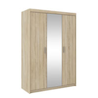 KLEIDERSCHRANK Storicos Sonoma Eiche 133/190,5/53 cm - Modern mit Spiegel 3-türig - Beige, Holzwerkstoff/Kunststoff (133/190.6/53cm) - AX Living