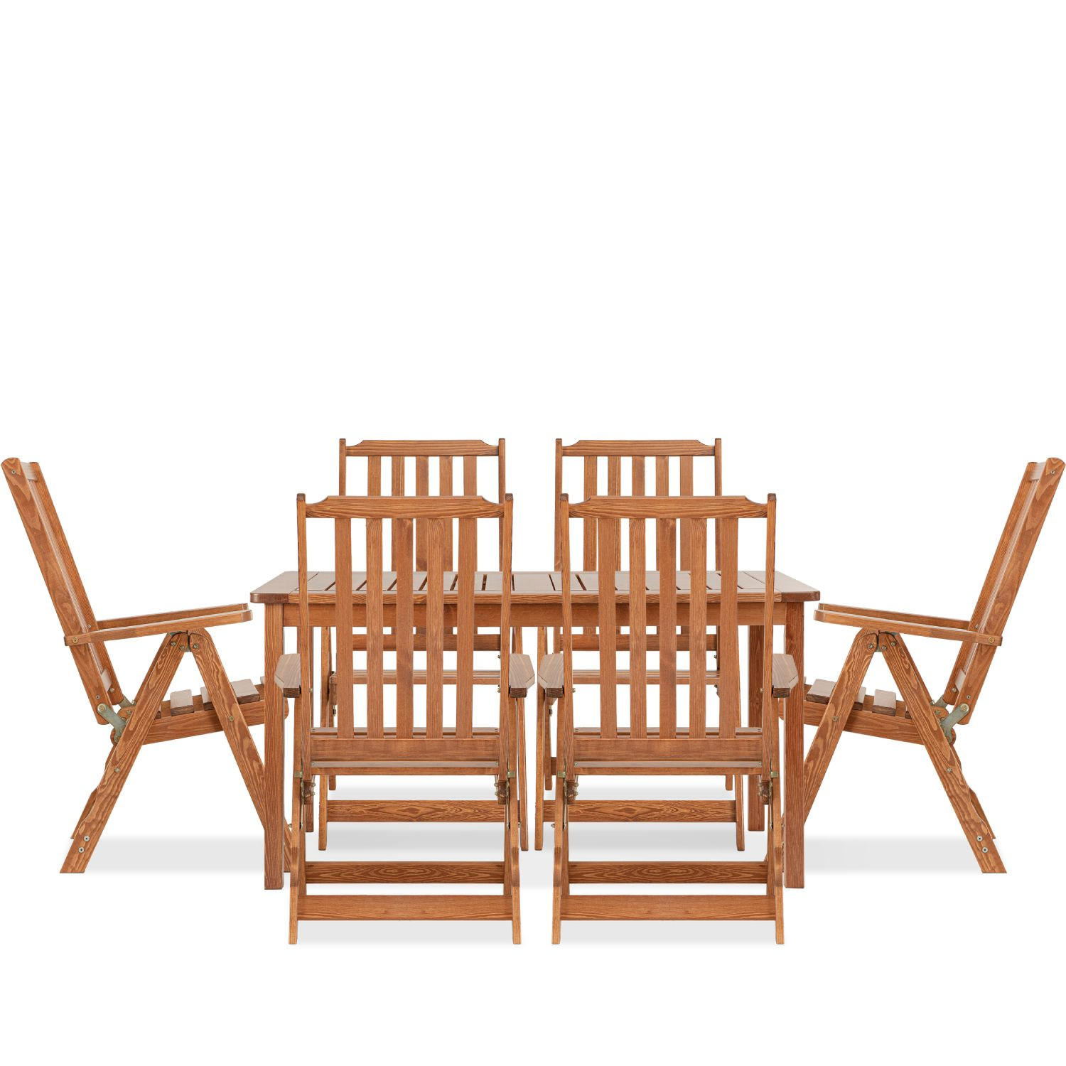 GARTENMÖBELSET NYCTERE Tisch und Stühle für 6 Personen, braun - Braun, Holz - KONSIMO®