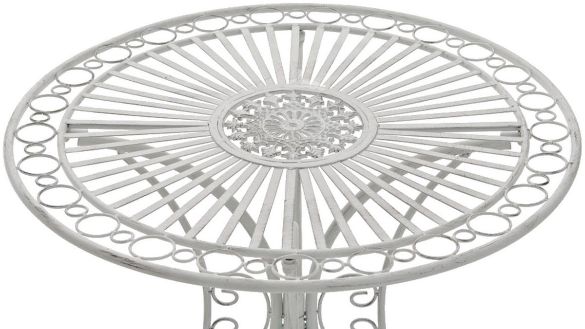 GARTENTISCH rund Ø70 cm Metall antik weiß - Weiß, Metall (70/70/73cm) - CLP