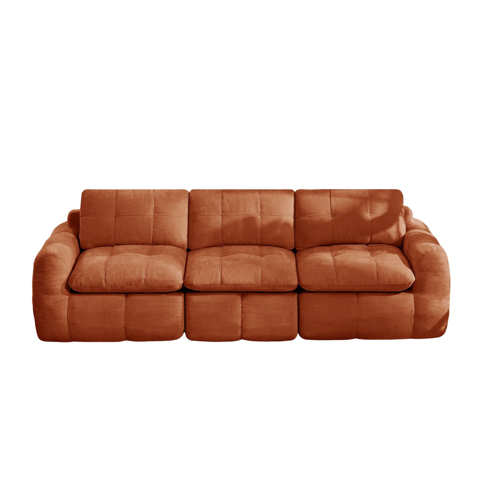 3-SITZER-SOFA, minimalistisch, Chenille-Orange - Orange, Textil (97/68/264cm) - KOMHTOM