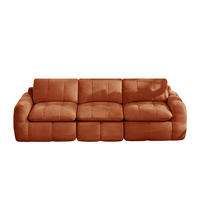 3-SITZER-SOFA, minimalistisch, Chenille-Orange - Orange, Textil (97/68/264cm) - KOMHTOM