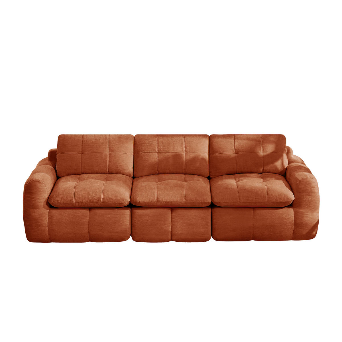 3-SITZER-SOFA DE-34464 Karostepp-Design und 32D-Schaum Orange - Orange, Textil (97/68/264cm) - ComfortXL