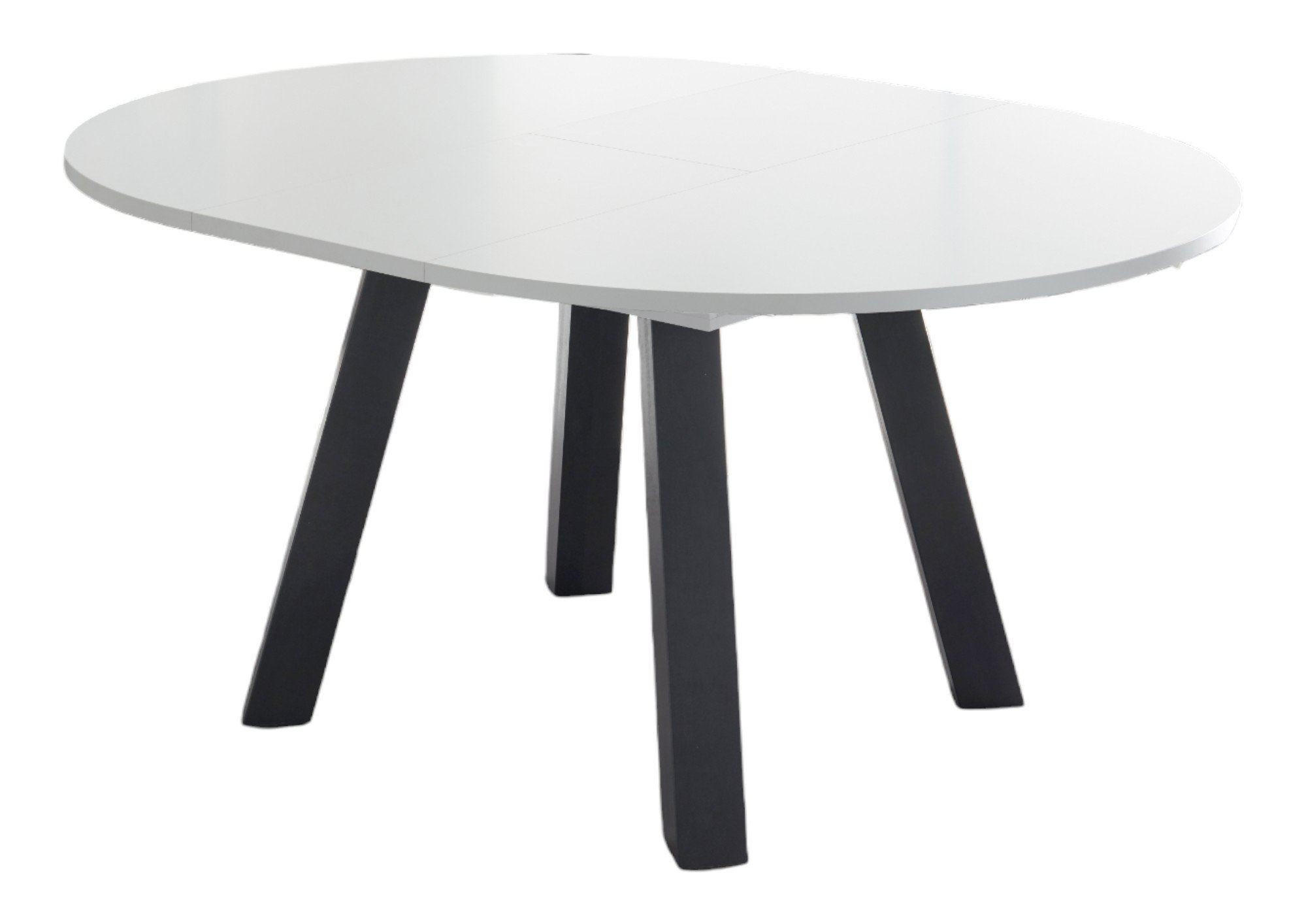 ESSTISCH Rund ausziehbar Edda 2 110 x 110 x 78 Küchentisch Graphit/Weiß Matt Lack - Weiß, Holz (110/110/78cm) - 58aufmkessel