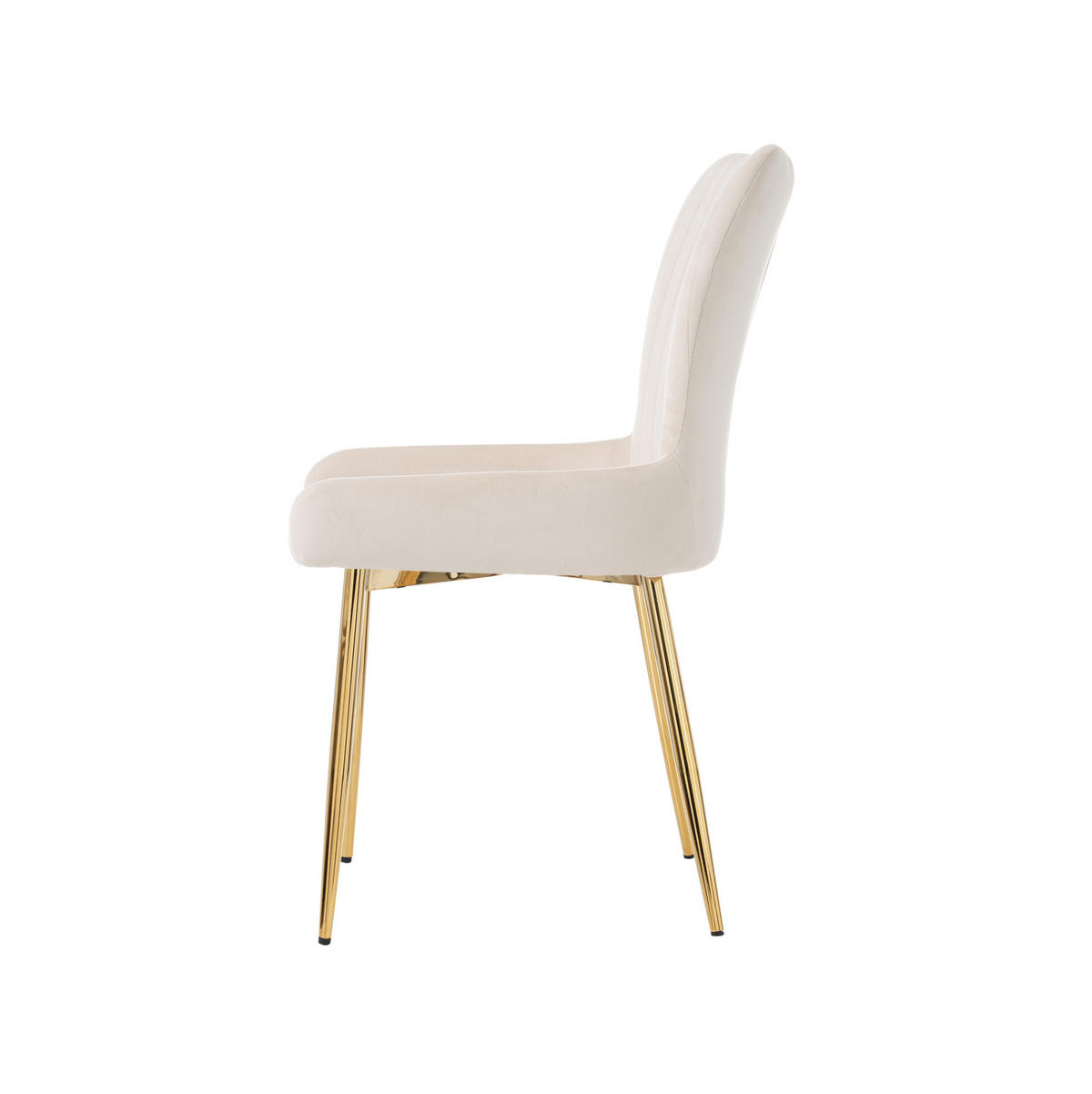 ESSZIMMERSTUHL 2er-Set Samt Beige mit goldfarbenen Metallbeinen - Beige, Metall (47/85/58cm) - Meubliv
